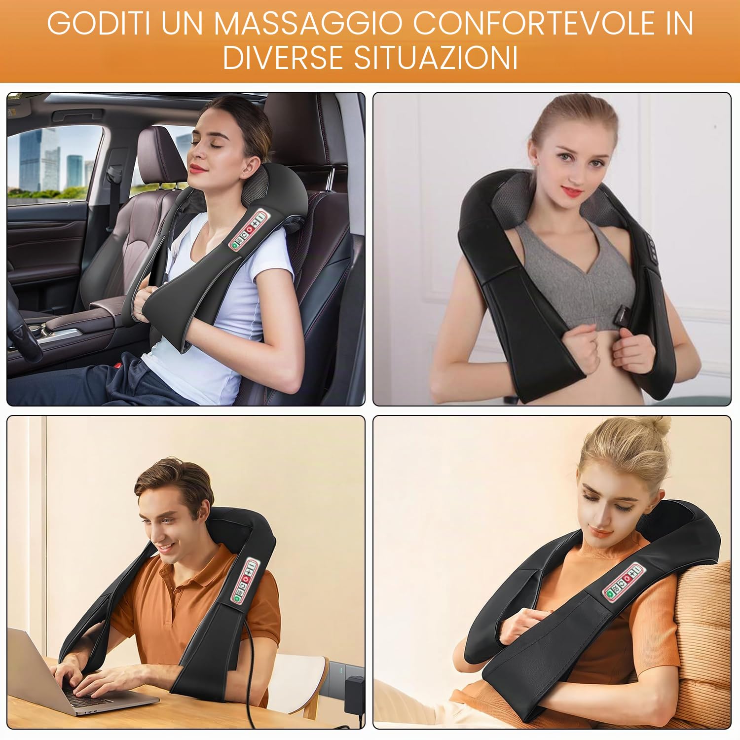 Massaggiatore Cervicale Shiatsu Collo e Massaggiatore Posteriore Con Funzione lenitiva e Calda Massaggio 3D Profondo per Alleviare il Dolore Muscolare a Spalle Adatto per Casa Ufficio Come Regalo
