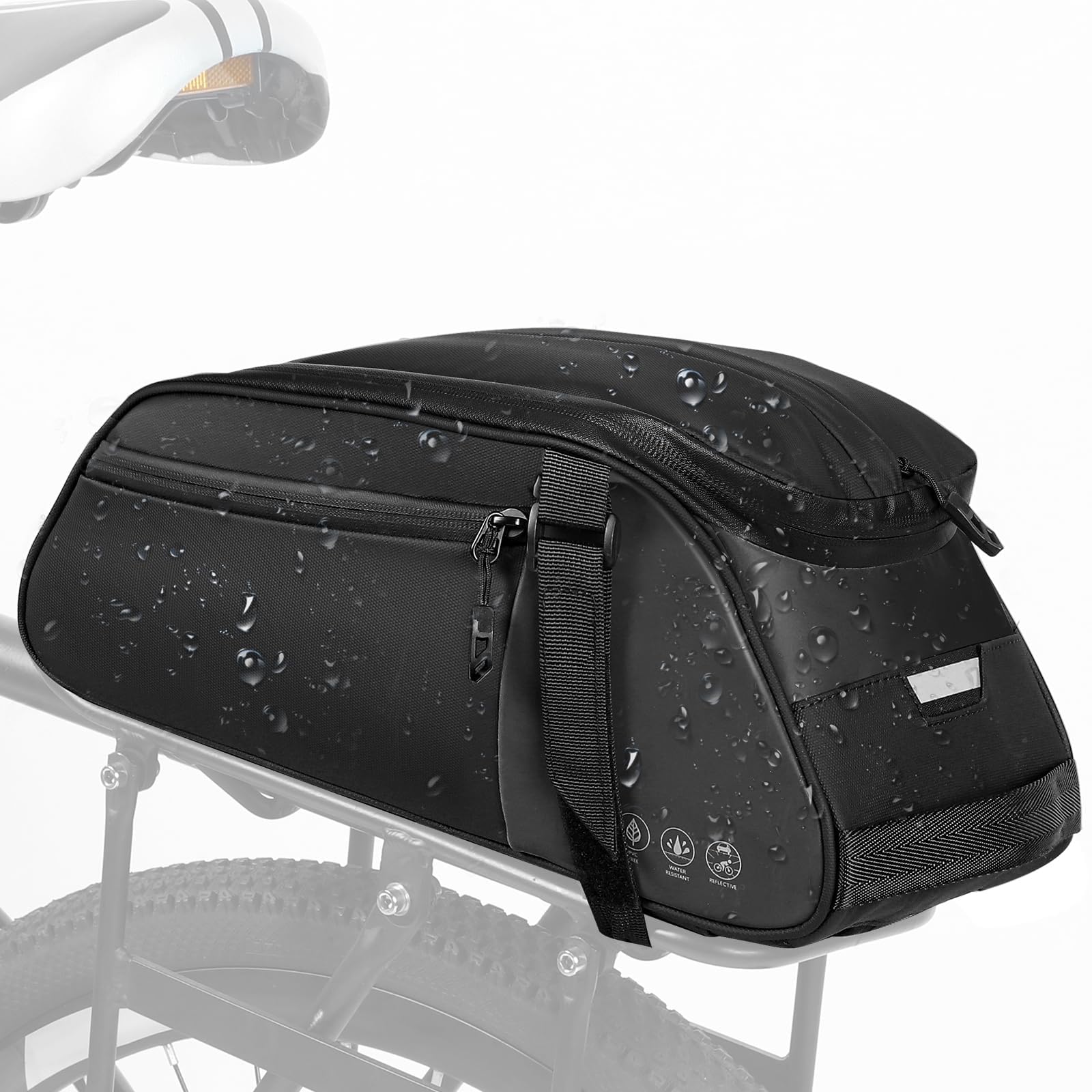 toptrek Gepäckträgertasche 8L Volumen, Fahrradtaschen für Gepäckträger mit Regenschutz, 3-In-1 Gepäckträgertaschen, Fahrradtasche Gepäckträger Abmessungen 38x16x15 cm