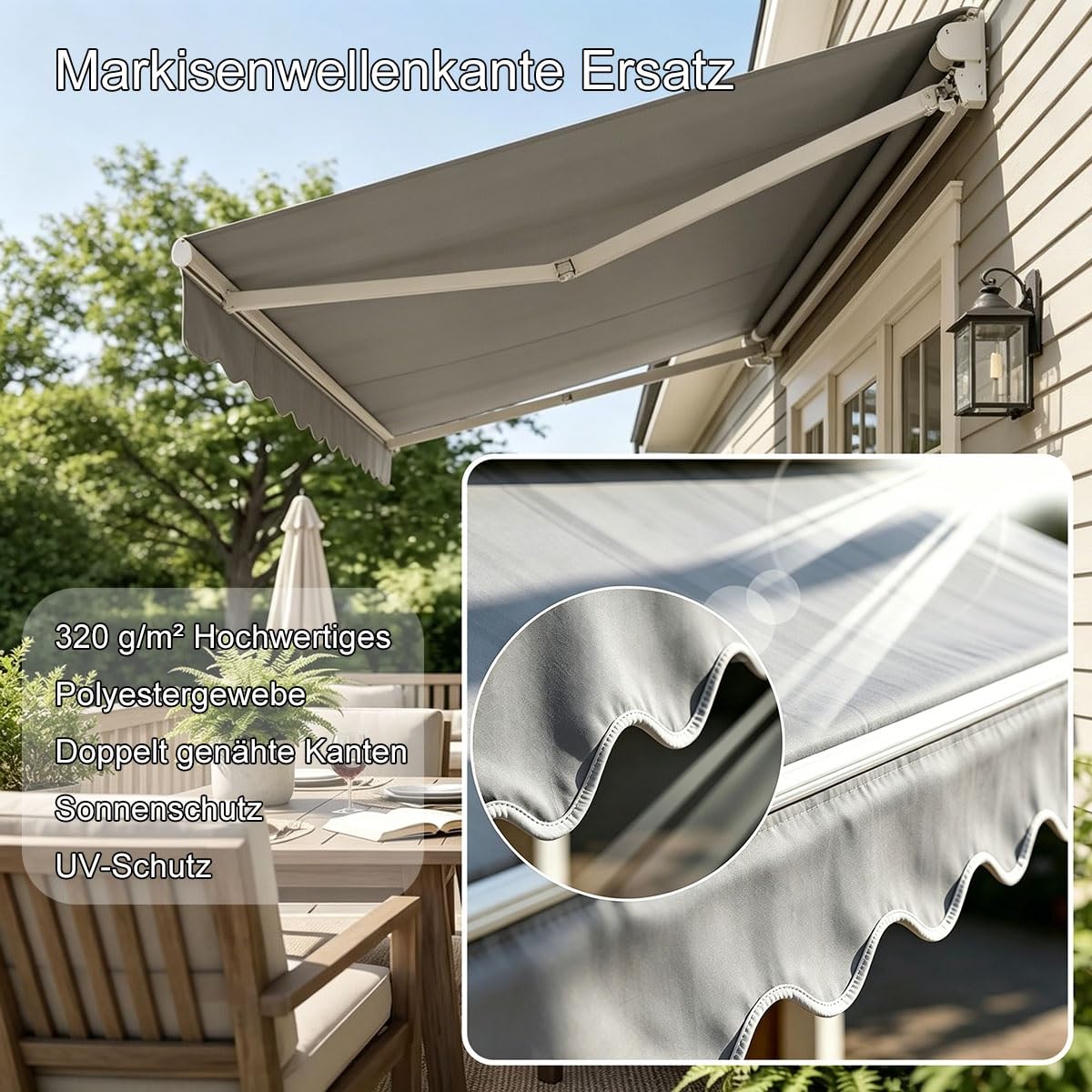 Générique Lambrequin Store Banne avec Jonc, Lambrequin de Remplacement Polyeste Résistant aux Déchirures pour Terrasse Jardin Patio Protection Solaire(Bleu,B700cmxH20cm)