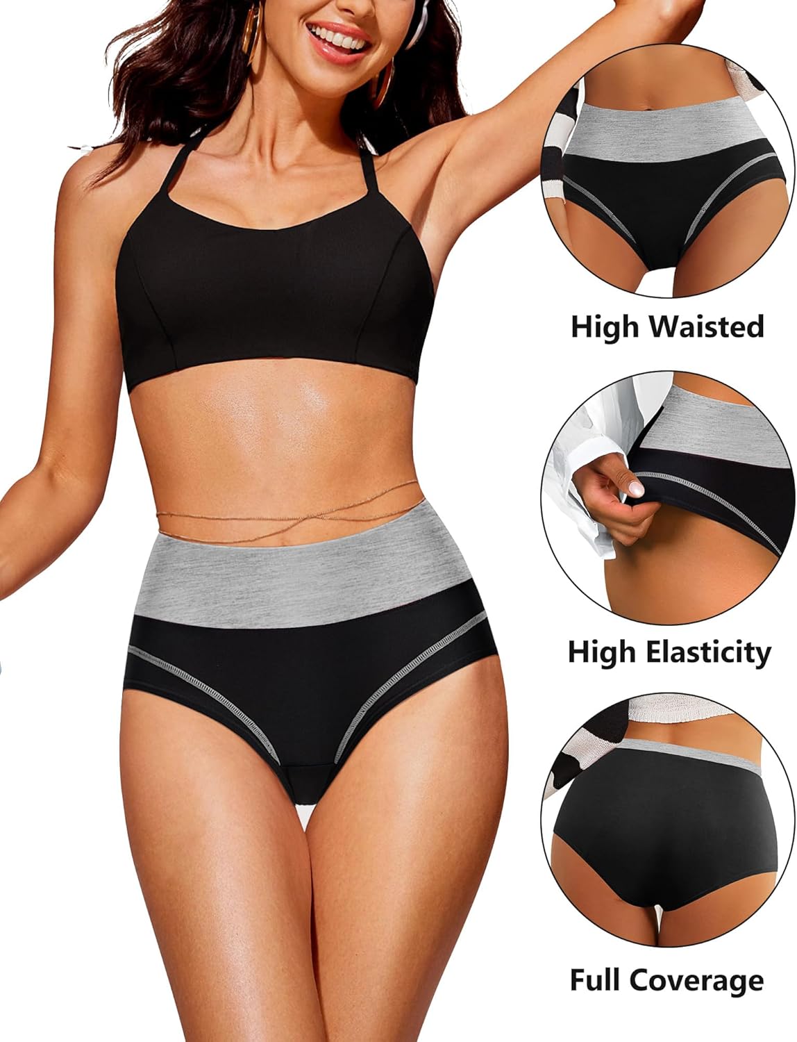 MEIYATING Women's High Waisted Cotton Underwear Tummy Control Panties Comfort Postpartum Full Coverage 5 Pack Briefs - Image 5