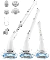 Vista 1 de HiCOZY Escobilla eléctrica giratoria HS1, cepillo de ducha inalámbrico para limpieza con 4 cabezales de cepillo reemplazables, mango de extensión