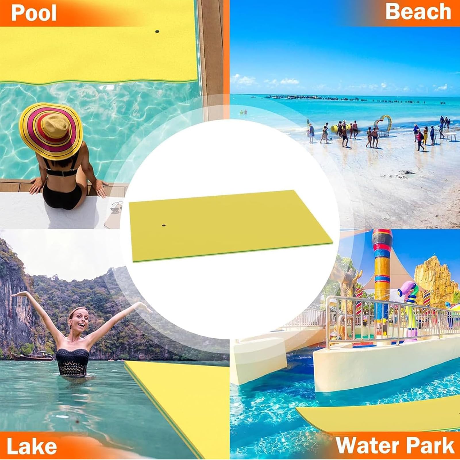 Tappeto Galleggiante- Materassino Galleggiante Antistrappo XPE, Tappetino Galleggiante Portatile Acquatico Arrotolabile per Piscina, Lago E Barca