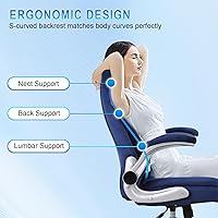 Vista 26 de REFFICER - Sillas de oficina ejecutivas, silla ergonómica de escritorio de oficina con respaldo lumbar, silla de computadora para el hogar