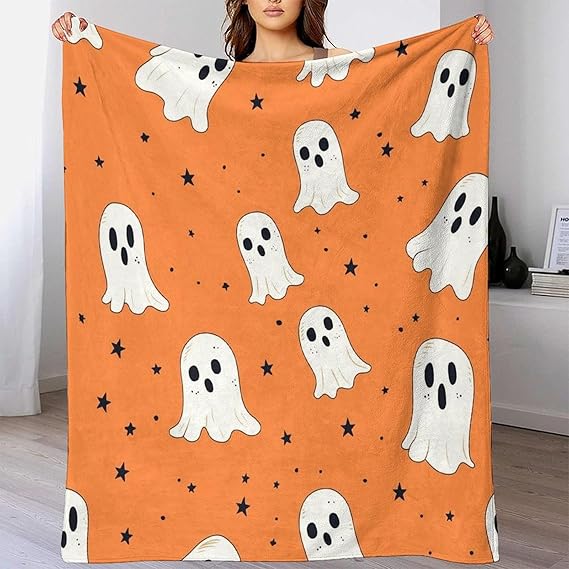 Ghost Flannel Blanket 3D Print Halloween Theme Bed Blankets Soft Fluffy