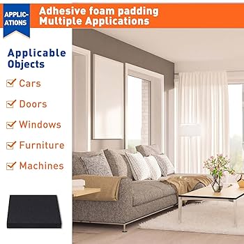 MAGZO 8Pcs Adhesive Foam Padding 1/2 in Thick X 4 in X 4 in