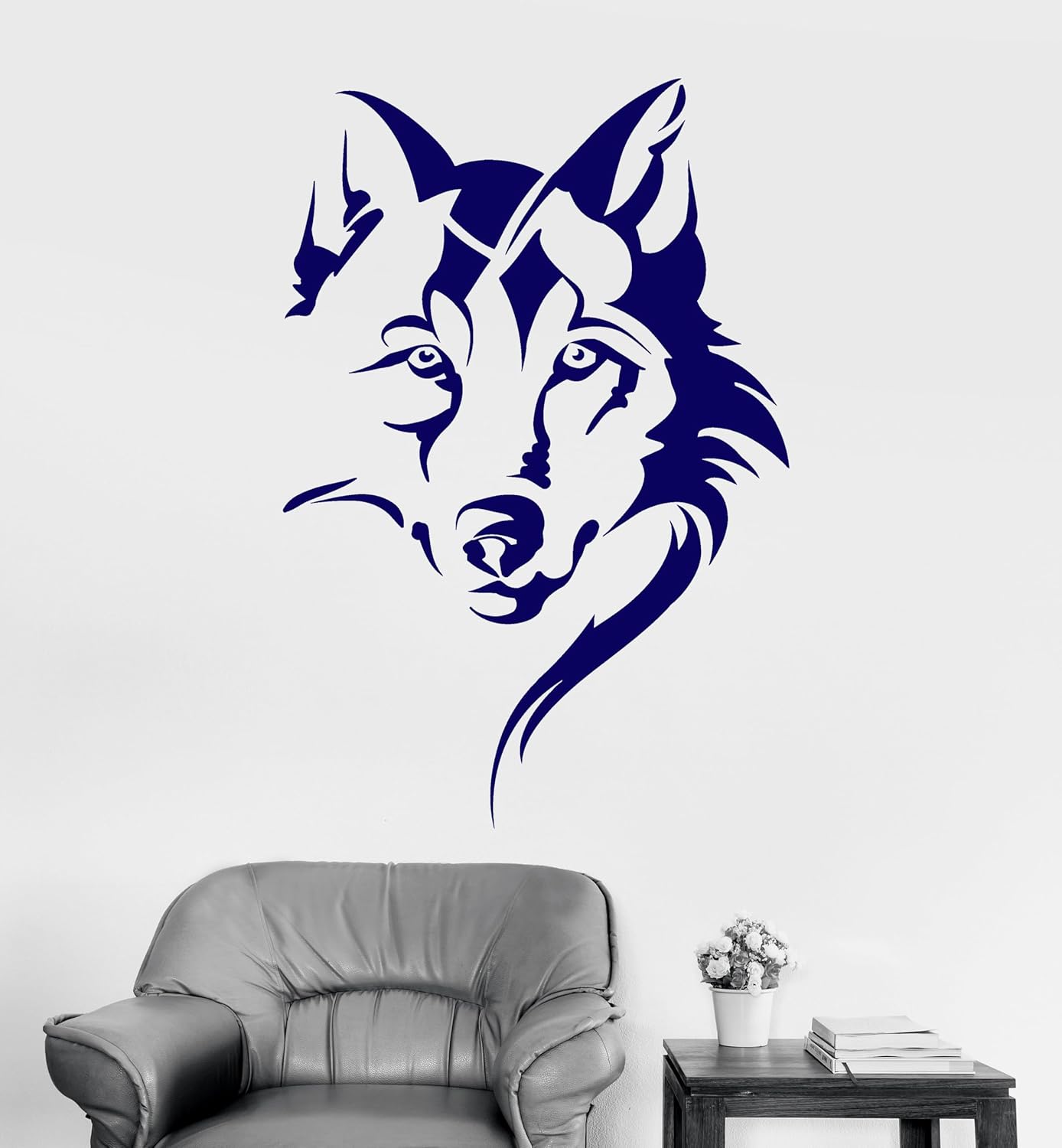 Vinyl Wall Decal Wolf Head Animal Tribal Art Room Decor Stickers (ig4146) Matte Black