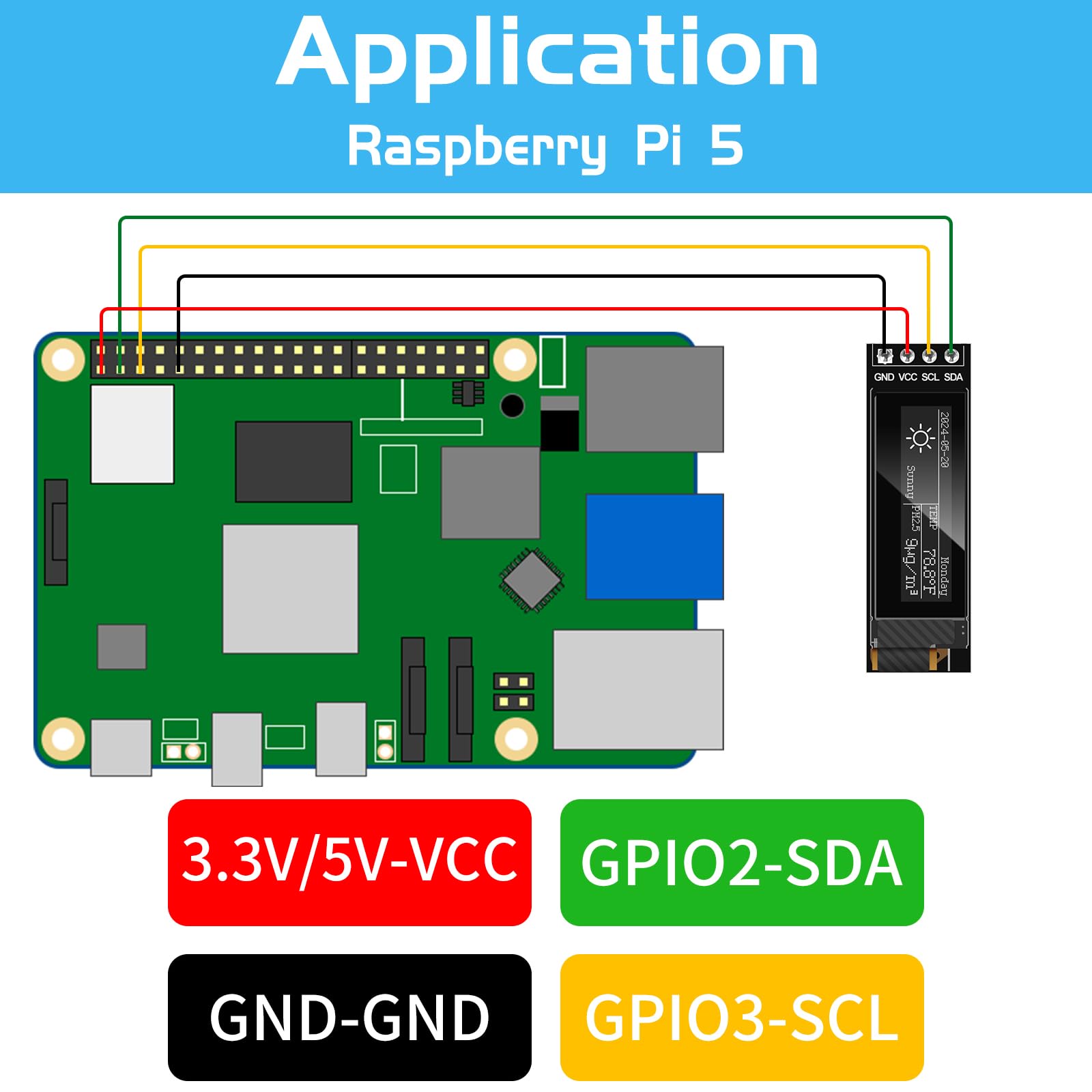 Lot de 5 modules d'affichage OLED I2C 0,91" 128 x 32 pixels IIC Arduino pour Arduino/Raspberry Pi/ESP32