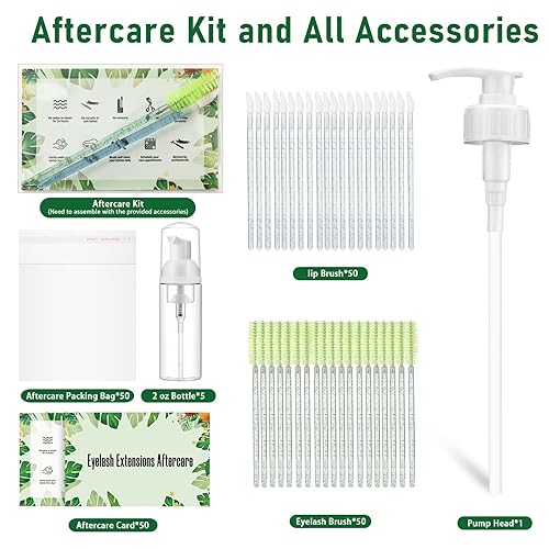 Miniatura 4 de Champú de pestañas a granel, limpiador de pestañas para extensiones de 1 galón3.8 litros, incluye 50 kits de cuidado posterior, 5 botellas de espuma