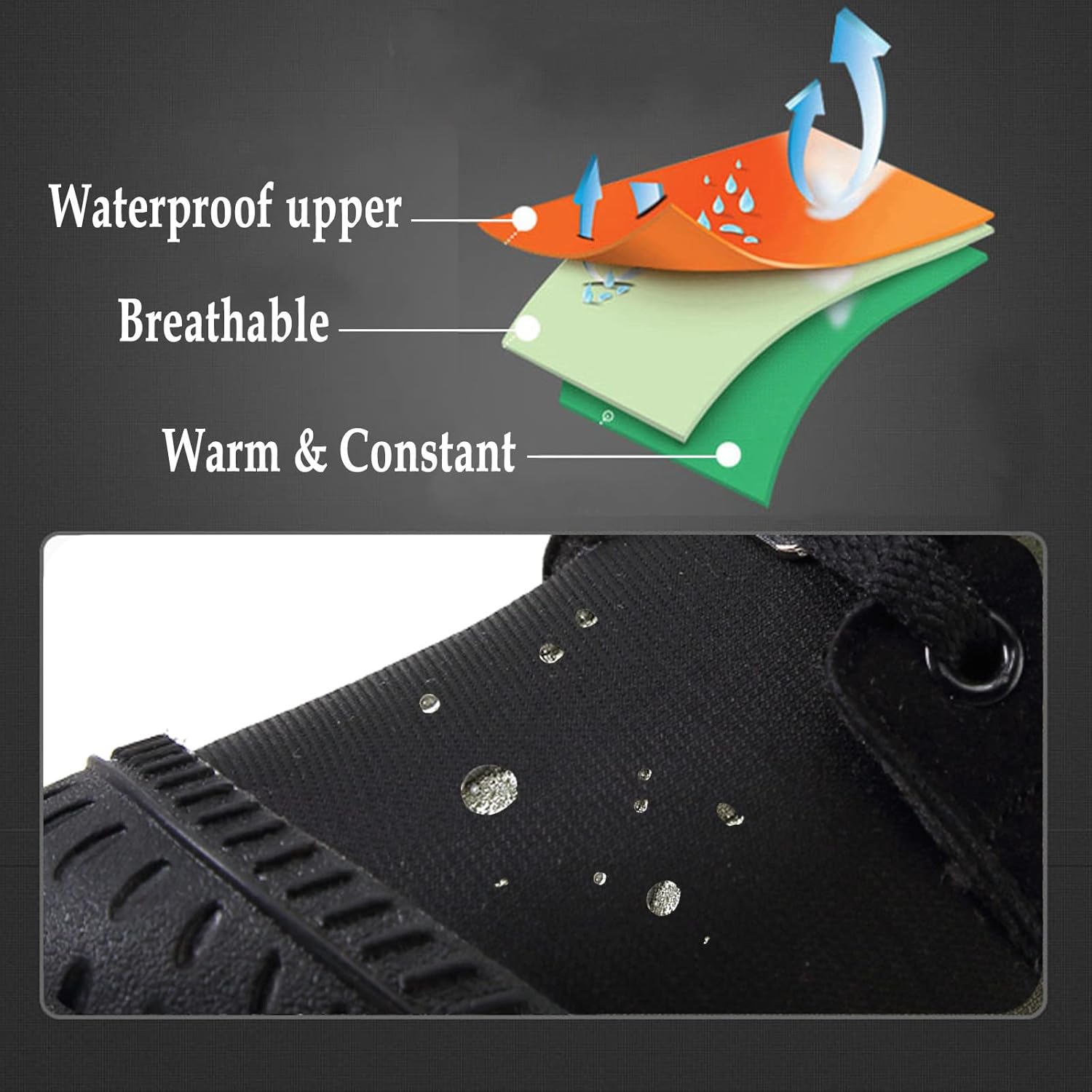 Miniatura 6 de FLIOZY Botas de nieve para niños y niñas, botas de invierno anticolisión, con forro de piel, cálidas, resistentes al agua, zapatos de senderismo