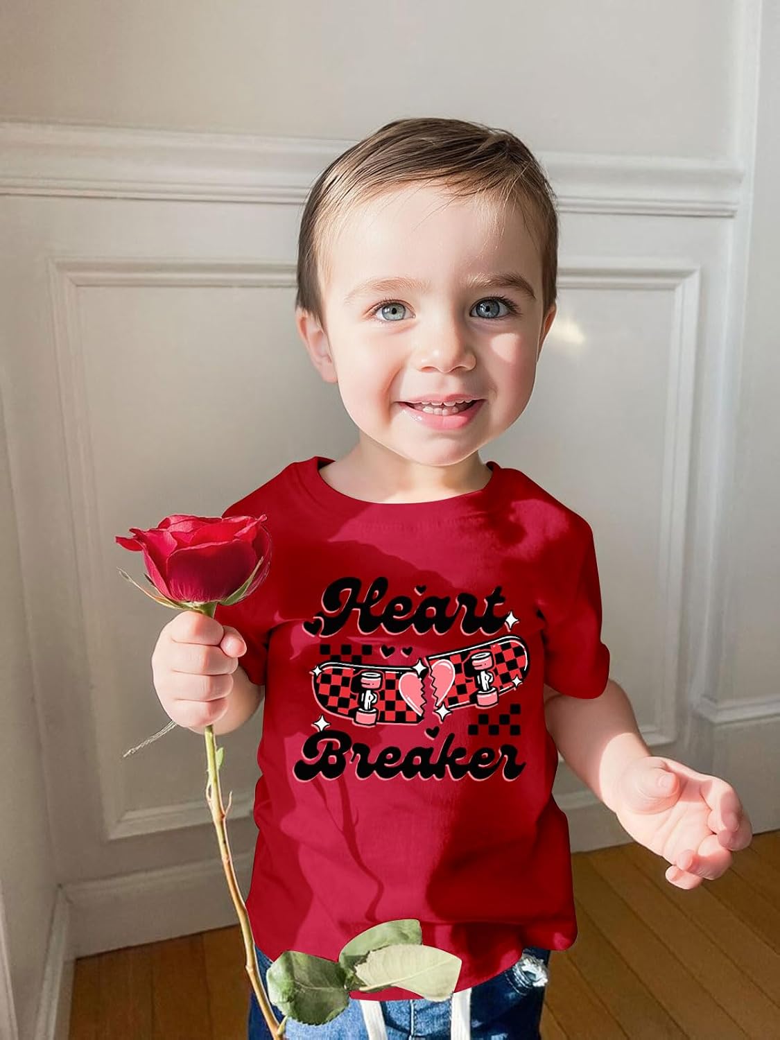 Toddler Valentine Shirt Boys Girls Valentines Day Tshirt Little Kid Funny Cute Graphic Tee Tops 2-7T