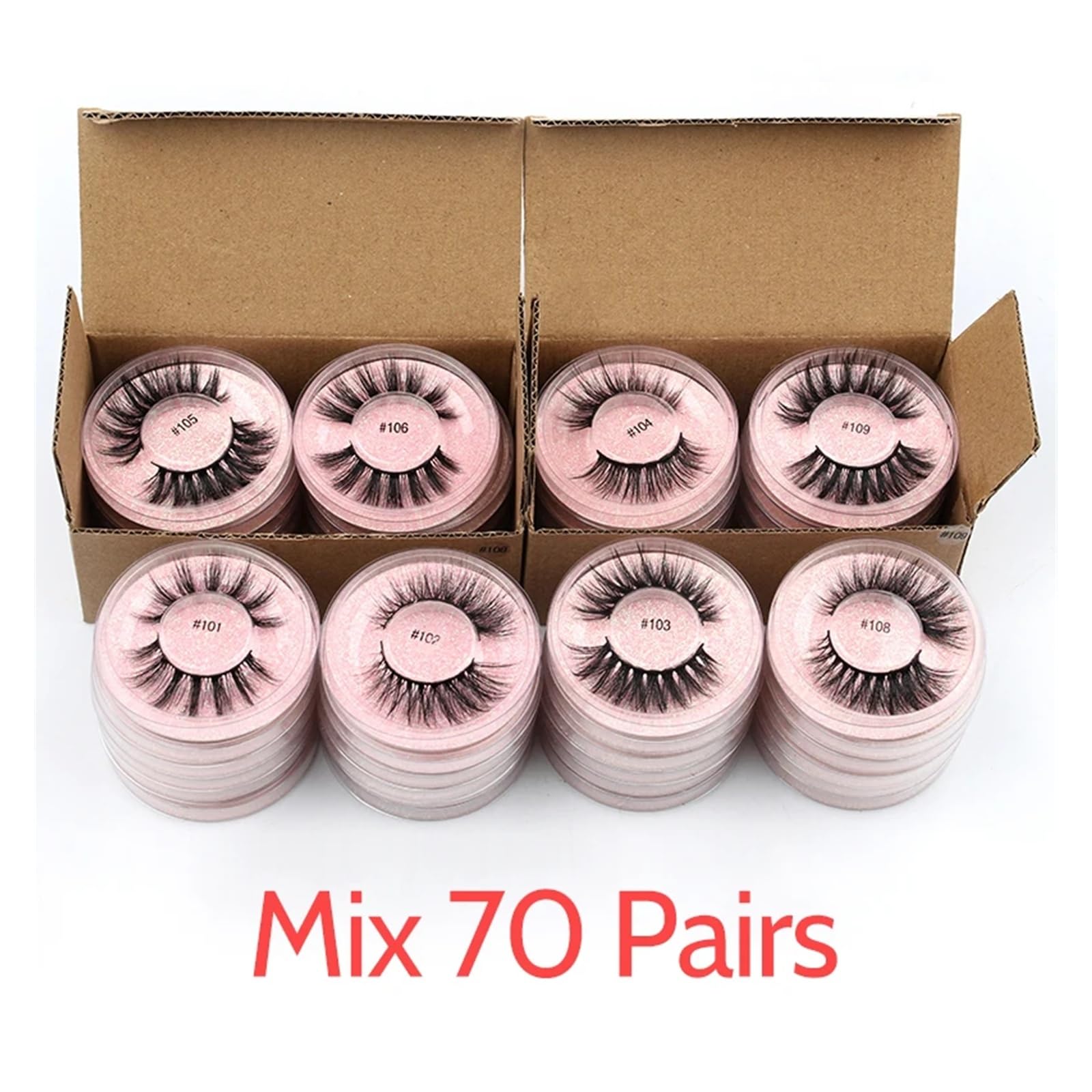 UAMOU Rzęsy 4/50/100 sztuk rzęsy luzem 3D rzęsy z norek makijaż naturalne sztuczne rzęsy delikatne długie Faux Cils maquillaje femme Cheerfully (Color : Mix 70 Pairs)