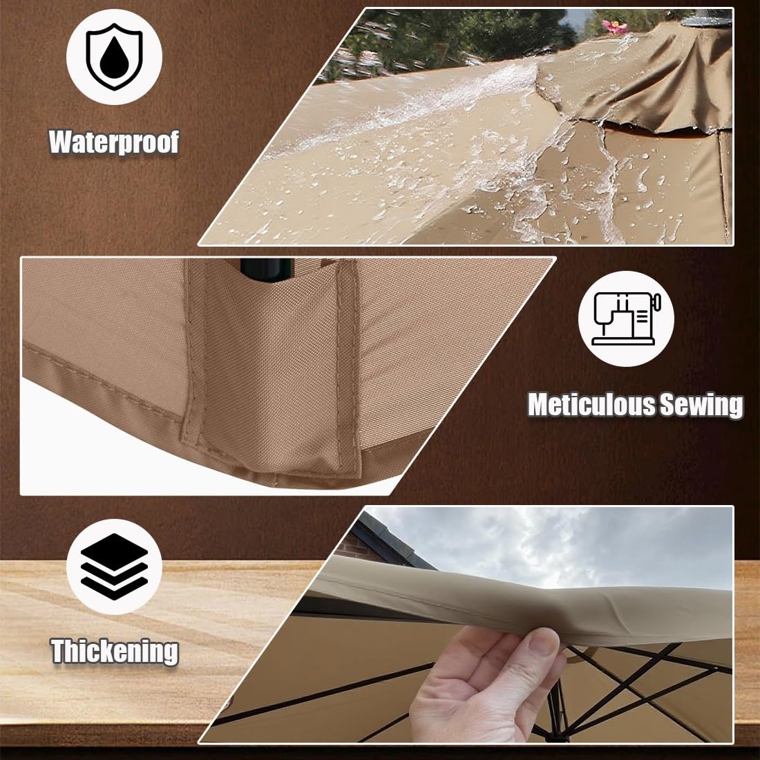 Générique Toile de Rechange pour Parasol Déporté Rond 6/8 Baleines, Auvent De Remplacement pour Parapluie de Secours pour Table de Marché, 4.0 m 3.0 m 2.7 m, Grande