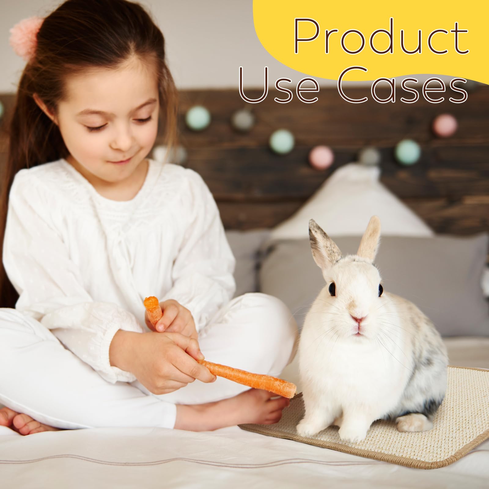 Lot de 2 Tapis Lapin, Tapis Sisal de Soin des Griffes et des Dents pour Cages Lapin Tapis en Sisal Planches à Gratter, Lapins Accessoires pour Rongeurs Protège Les Canapés de Literie pour Mordre