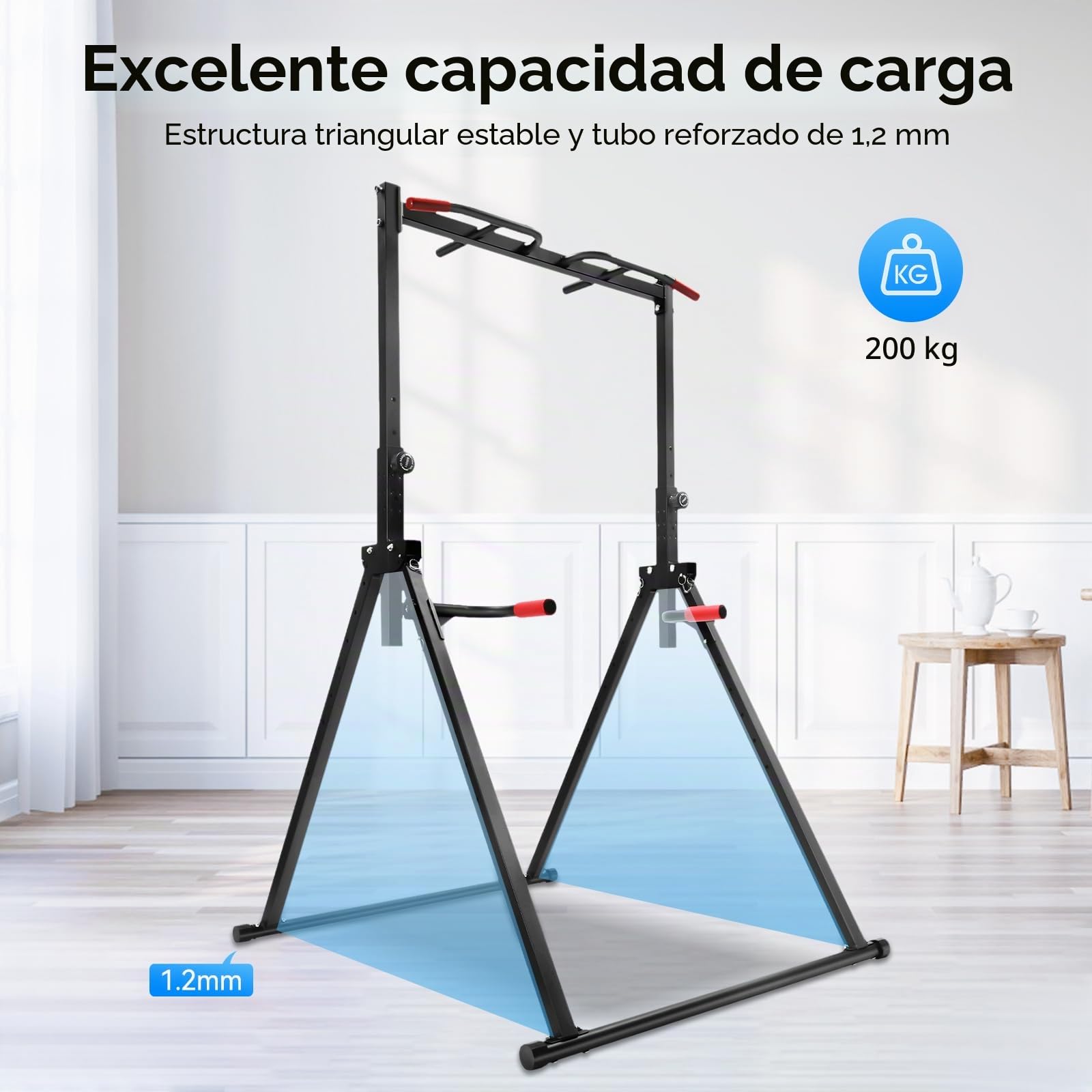 Barra de tracción plegable, estación de flexiones Power Tower plegable, multifunción fitness para tracción, flexiones y abdominales