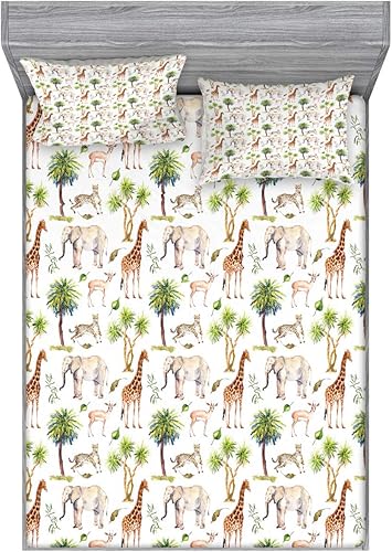 Miniatura 141 de Ambesonne Juego de sábanas bajeras y fundas de almohada de los años 90, patrón geométrico en estilo retro, formas redondas de triángulo de media