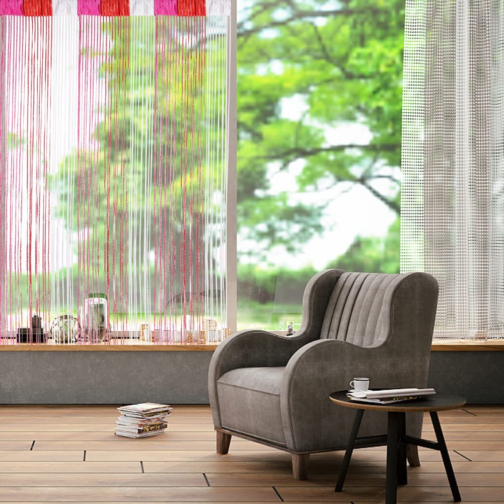 Vidillo Zasłona sznurkowa, brokatowa, biała, 100 x 200 cm, zasłona ścienna, dekoracja okna wystawowego, dekoracyjna zasłona działowa, ochrona przed owadami, na wesele, do kawiarni, restauracji