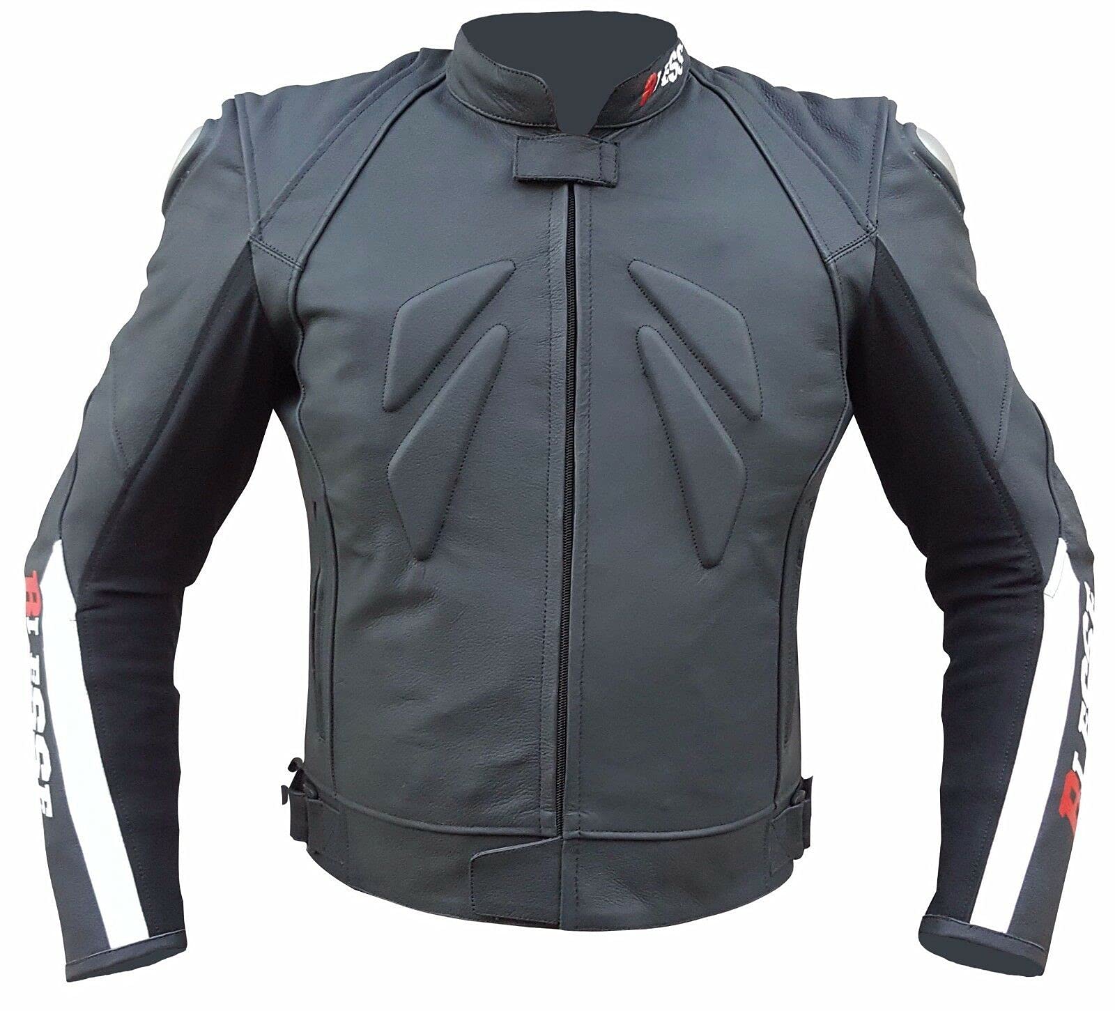 BI ESSE - Giacca da Moto in pelle uomo, regolabile completa di protezioni Giubbino termico sfoderabile giubbotto tecnico motociclista