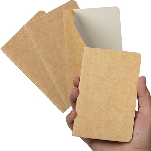 TWONE Cuaderno de bolsillo, paquete de 4 cuadernos pequeños de tapa blanda para tomar notas, papel normal, 30 hojas, 3-12 x 5-12 pulgadas, cubierta
