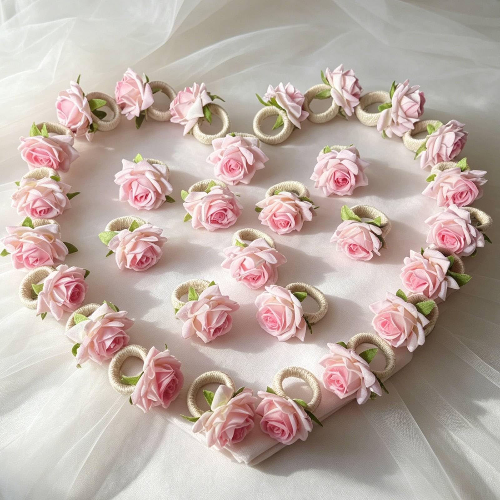 Gralara 30 Stück Sviettenring mit Rose Stilvoll Sviettenring Sviettenhaltring für Hochzeitsplan, Gastgeb, Bankett, Dinnparty, Rosa