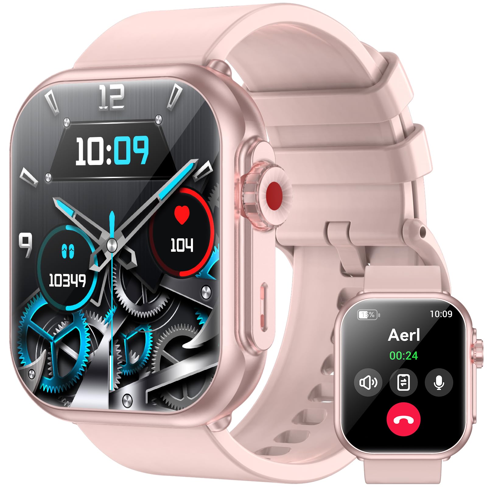 Jacoosa Smart Watch for Men Women, 1.85" HD Screen Fitness Tracker, 5ATM Pedometer, 110+ Sport Modes, IP68 Waterproof, Heart Rate/Sleep Monitor, Fitness Watch for Android/iOS (Pink)