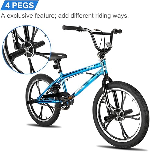 Miniatura 5 de Hiland - Bicicleta BMX para niños y niñas de 7 a 13 años, rotor de 360 grados, 4 clavijas de una sola velocidad para niños, varios colores