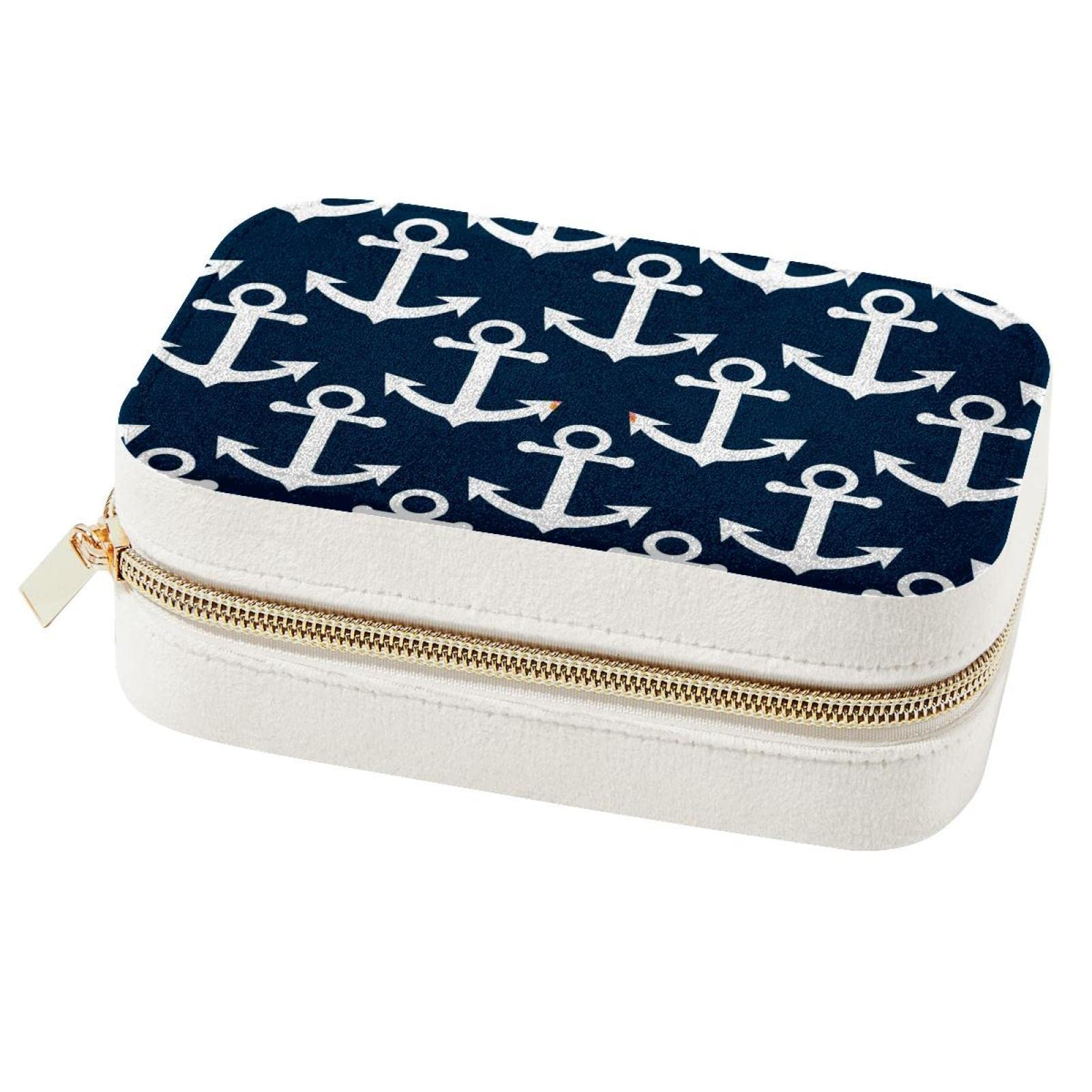 Boîte de rangement pour femmes portable avec ancre pour boucles d'oreilles et bagues