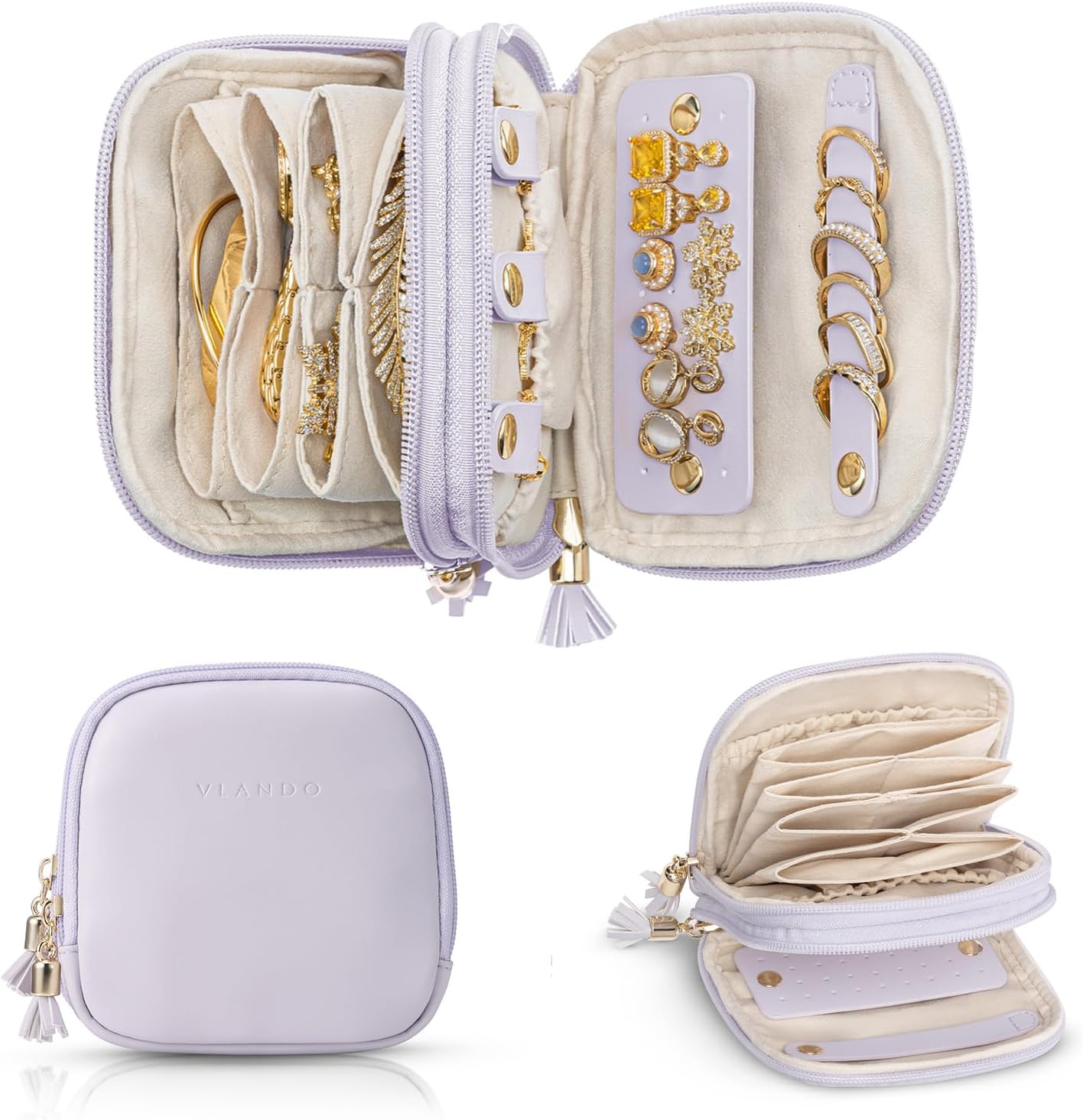 VLANDO Travel Jewelry Case,2-Layer Jewelry Organizer...