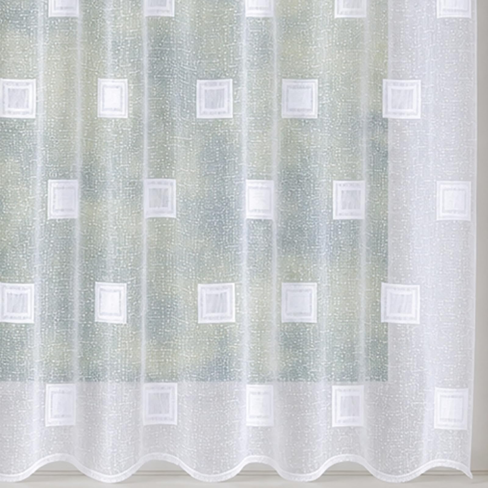63" (160cm) Drop - Cubic White Contemporary Geometric Square Lace Net Curtain With Straight Hem - Choose Your Design - Sold By The Metre - Supplied In One Continuous Piece - Slot Top