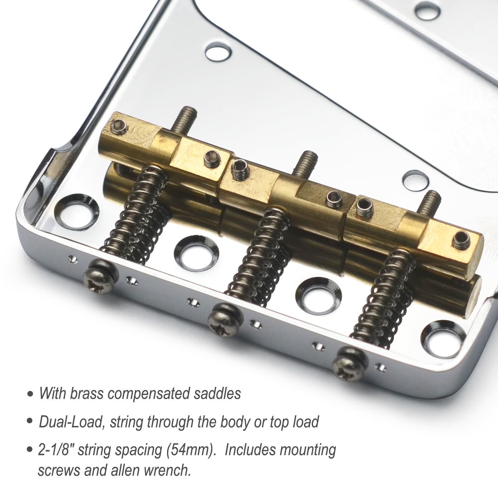 SAPHUE Dual Load Guitar Bridge with Cut-down Sides w/Compensated Brass Saddles for TL Guitar