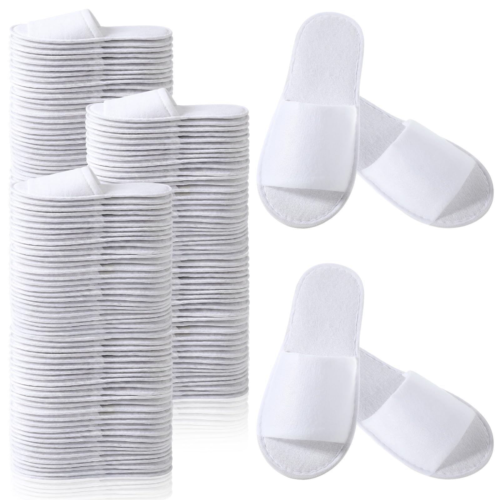 Photo 1 of Coume 48 Pairs Disposable Slippers for Guests Bulk Soft Disposable Hotel Spa Slippers Open Toe Non-Slip for Women Men Home Indoor Hotel Travel Wedding Party (White)