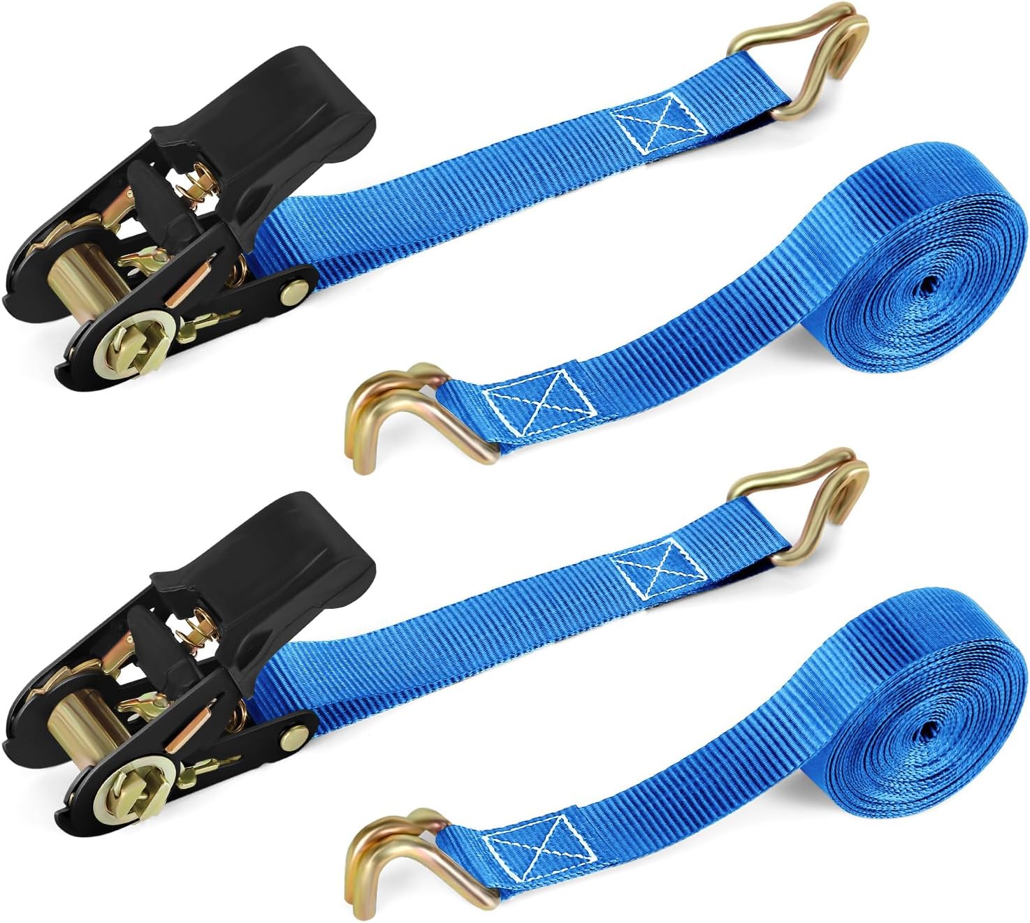 Ratchet Tie Down Straps with Hook - 2 Pack 6M x 25MM Heavy Duty Tie Down Straps with Cam Buckle for Motorcycles/Car/Trailer/Household