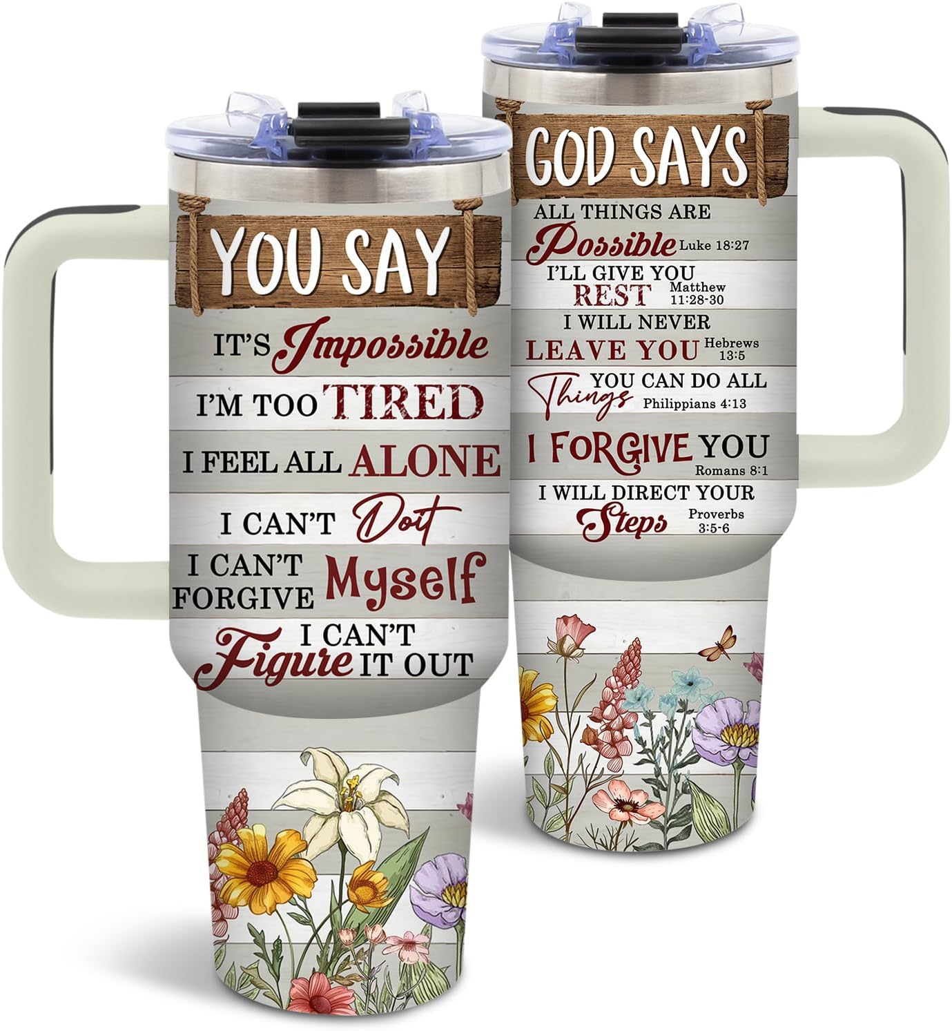 DUUV Christian Gifts for Christmas Thanksgiving, Christian Tumbler 40 Oz Stainless Steel Insulated Mug, Inspirational Religious Gifts for Women Men, Spiritual Encouragement Gift for Faith Lovers, 1PCS