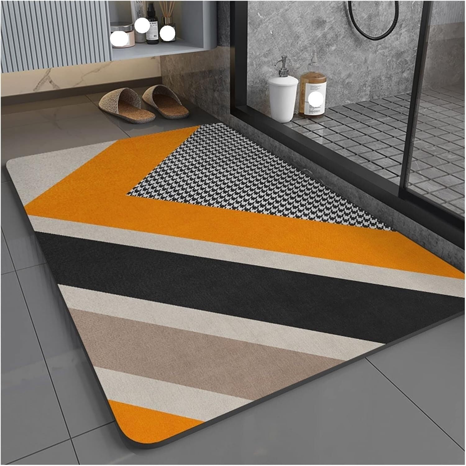 Tapis de bain doux pour baignoire et douche lavable et antidérapant en PVC