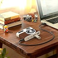 Vista 7 de Hub USB C, concentrador USB de 4 puertos con 2 puertos USB-A 2.0 y 2 puertos USB-C, adaptador USB compacto estilo cámara vintage para laptop