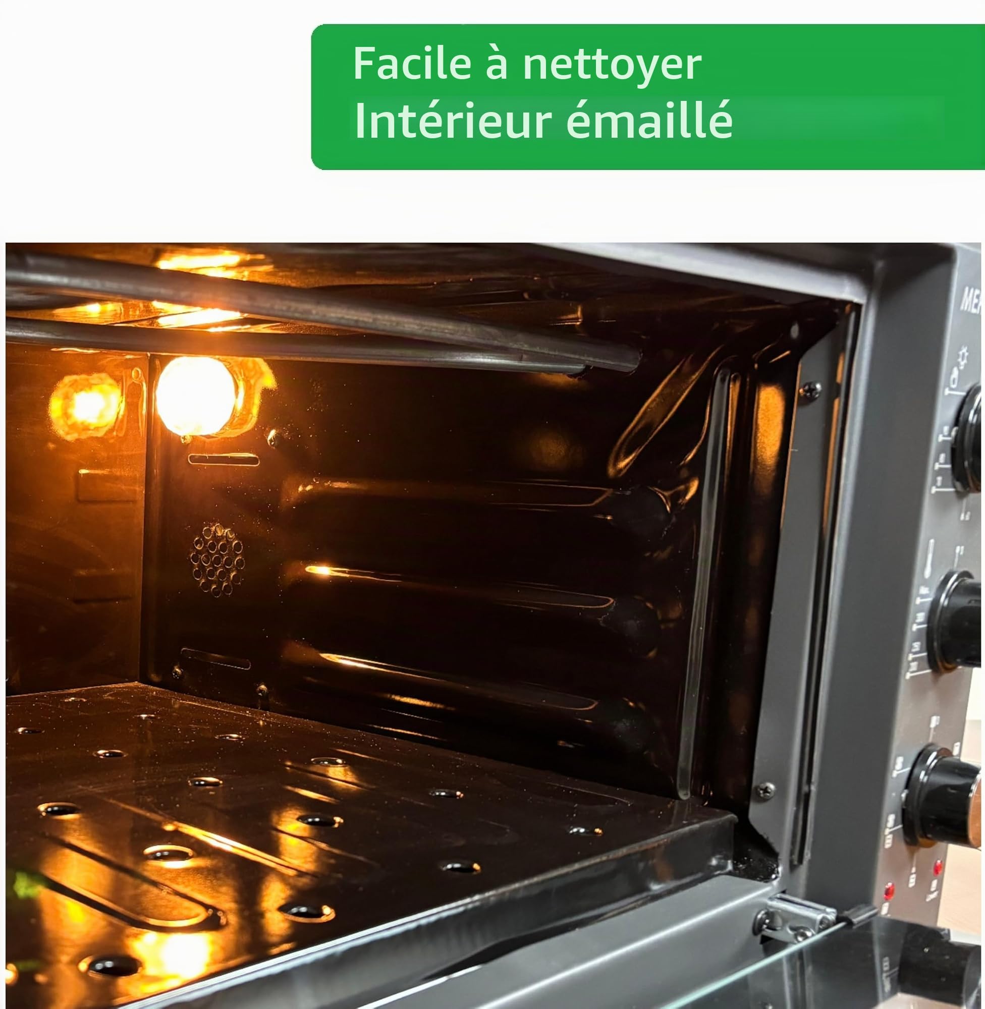 Four Autonome - 40 Litres - 1300 Watt - Air Chaud - Intérieur Émaillé Facile à Nettoyer - Mini Four (Anthracite)