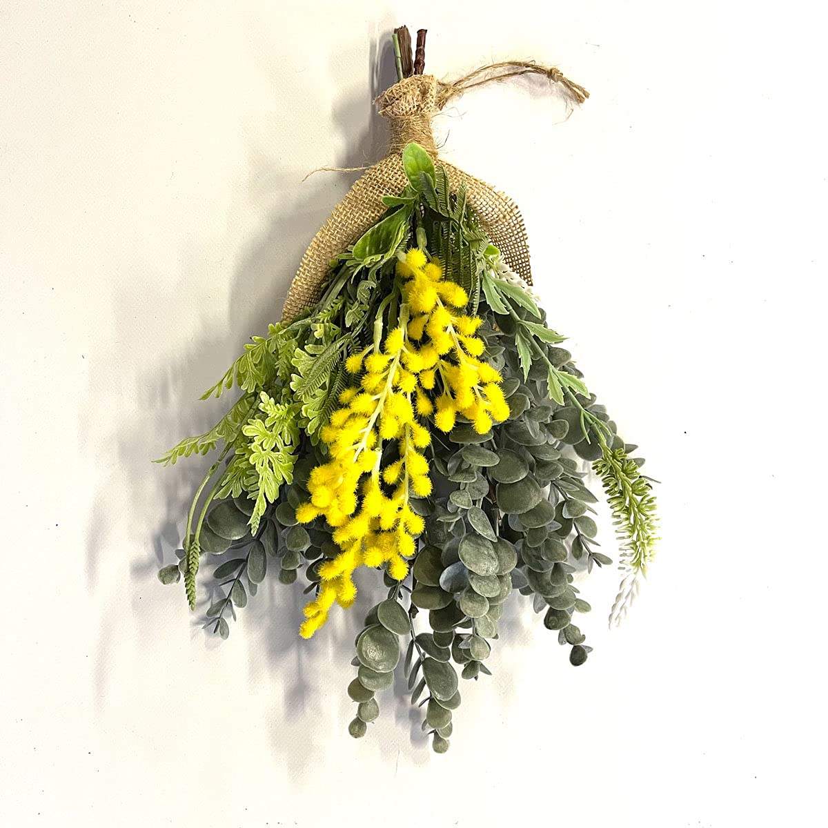 Amazon｜ユーカリ ミモザ ナチュラル スワッグ 夏 造花 壁掛け 玄関