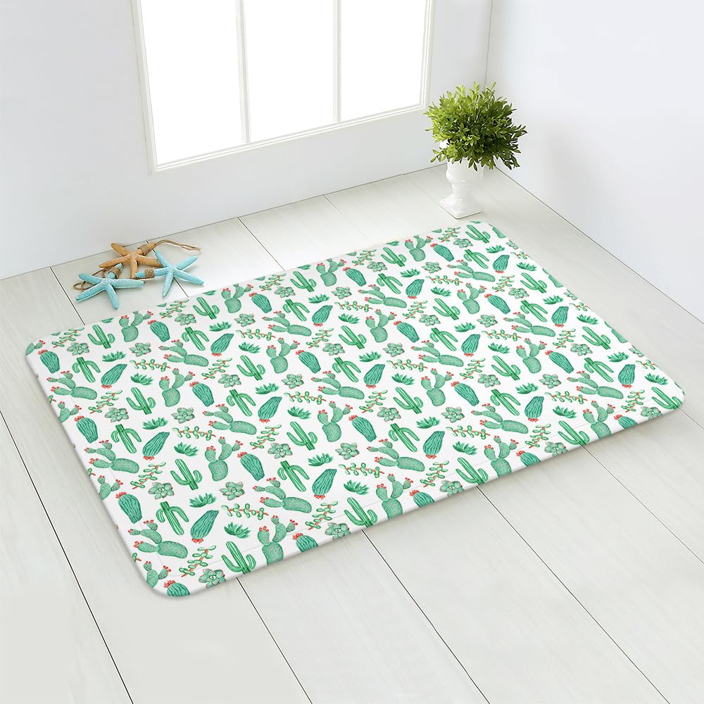 Tapis entrée intérieur antidérapant et lavable motif cactus