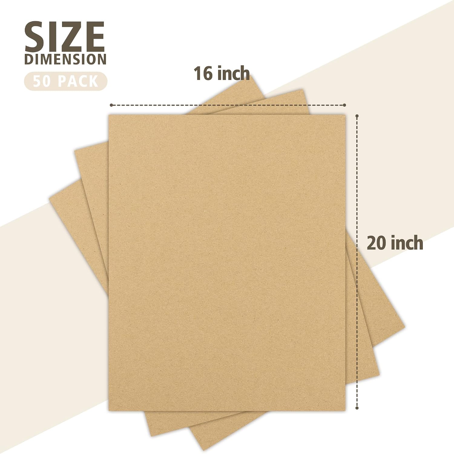 Golden State Art, 50 pack 16x20 Corrugated Cardboard Sheets Cardboard Inserts Flat Cardboard Layer Pads for Packing, Mailing or Art Crafts (1/8" Thick, Brown)