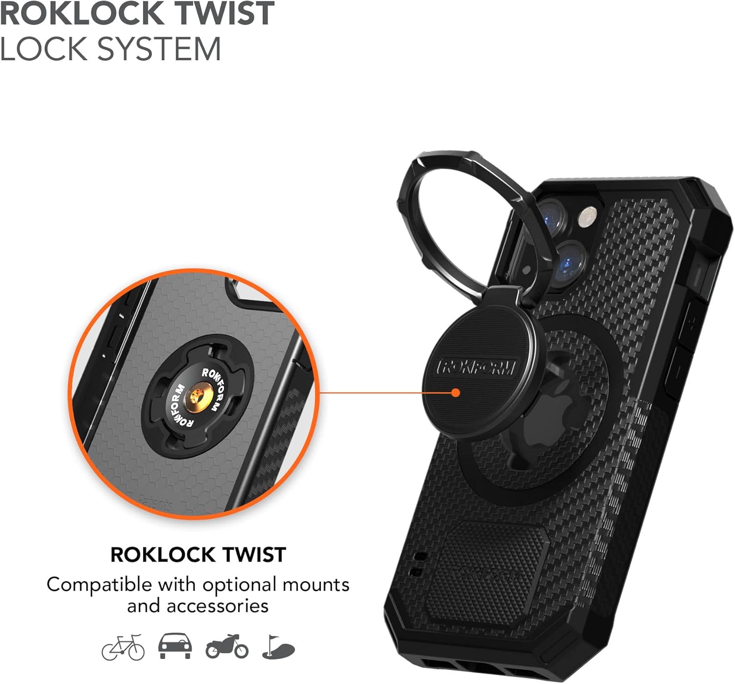 Rokform - iPhone 13 Mini Case, Rugged Series, Dual Magnet Plus MagSafe Compatible, Magnetic Protective Apple Gear, iPhone Cover with RokLock Twist Lock, Drop Tested Armor (Black)
