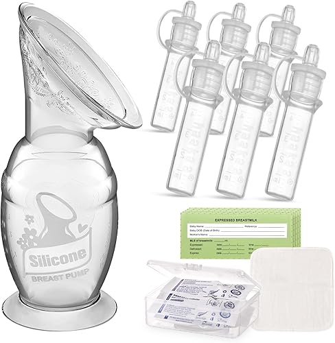 haakaa Juego de extractor de leche manual de 5 oz5.1fl oz y colectores de calostro listo para usar (0.1 oz0.1fl oz, 6 unidades)