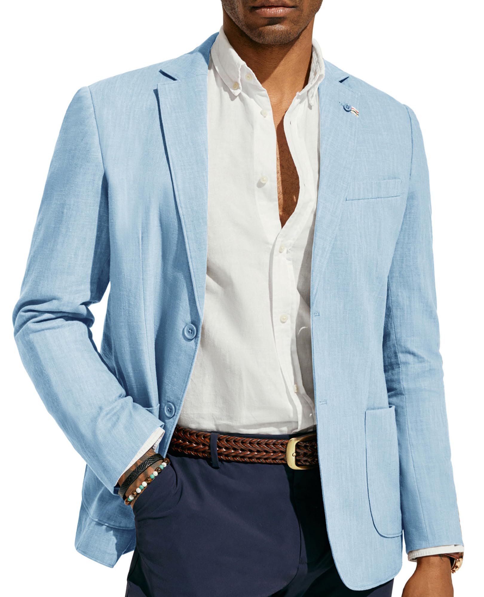 PJ PAUL JONES Mens Casual Blazer Lightweight Linen Sport Coat 2 Button Unlined Suit Jackets