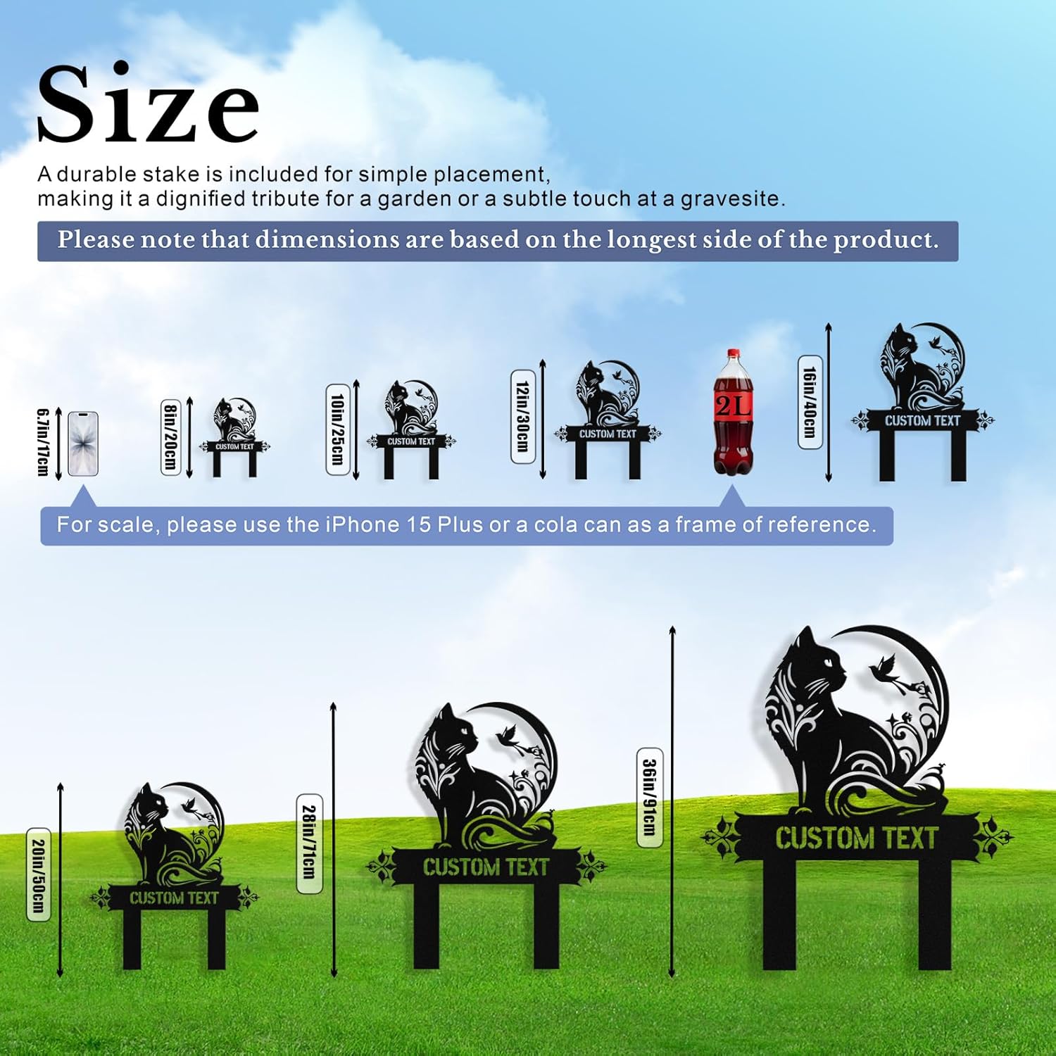 Custom Cat Grave Marker Stake Outdoor, Personalized Metal Cat Memorial Grave Stake with Name and Year, Outdoor Weatherproof Personalized Cats Graves Memorial Plaque - Image 4