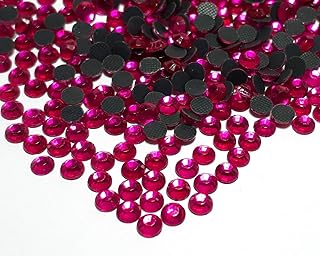 Perlin Hot Fix 4 mm Glass Flat Back Rhinestones SS16 2880 Pieces Hotfix Stones Round Crystal Gemstones (Fuchsia)