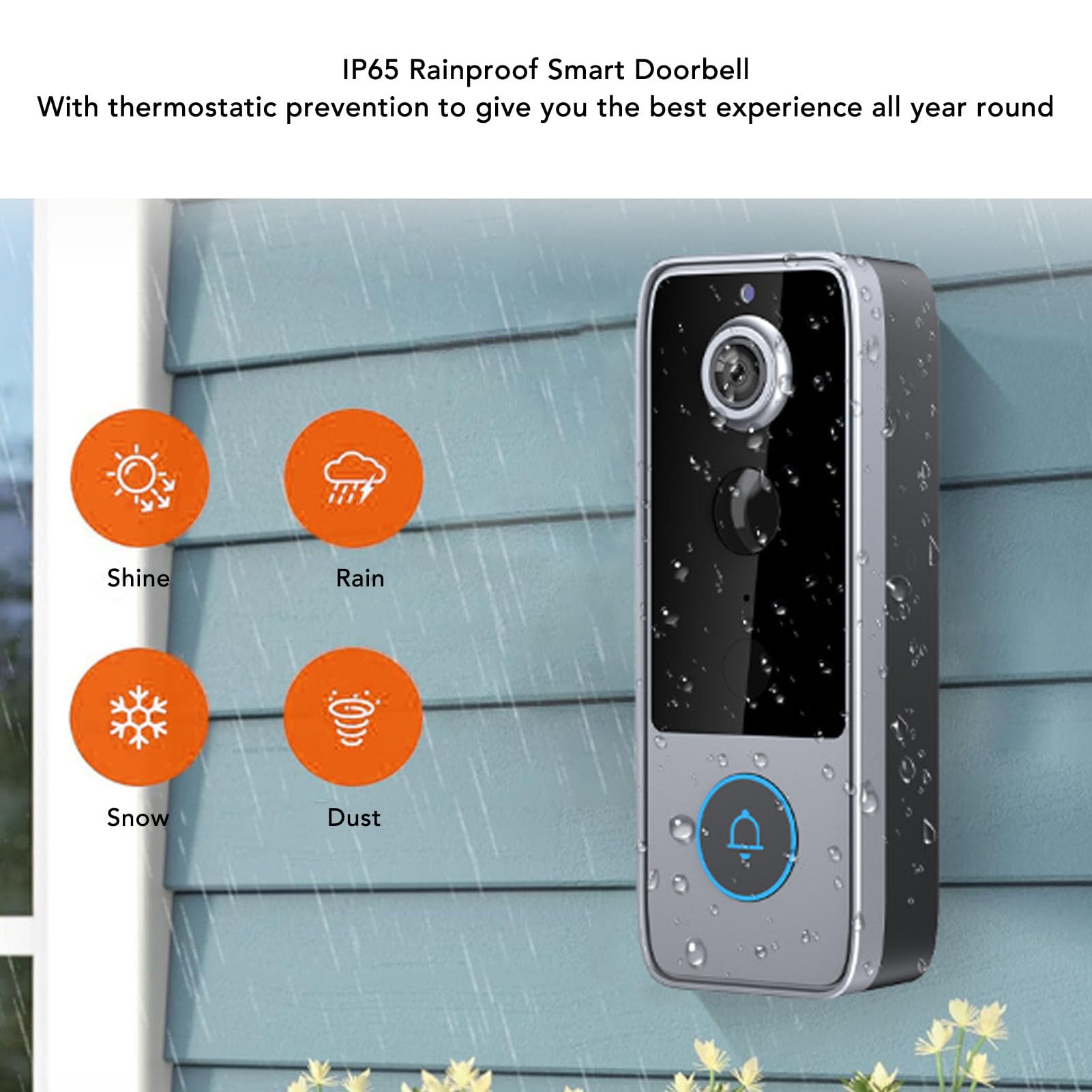 Luocute Videocitofono WiFi 2.4G, HD 2K, Audio Bidirezionale | Rilevamento pacchi AI, convertitore vocale, visione notturna a colori, resistente alle intemperie IP65, archiviazione cloud