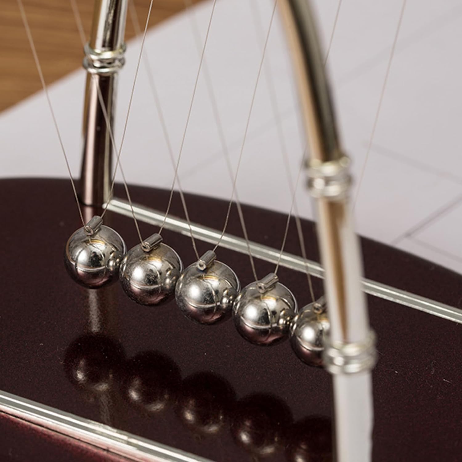 Newtons Cradles, Sail Shape Balance Pendulum Balls with Red Base, Swinging Physics Toys, Stress Relief Cool Desk Accessories for Office Decor Newtons Cradles, Perpetual Motion, Pendulum Balls image 5