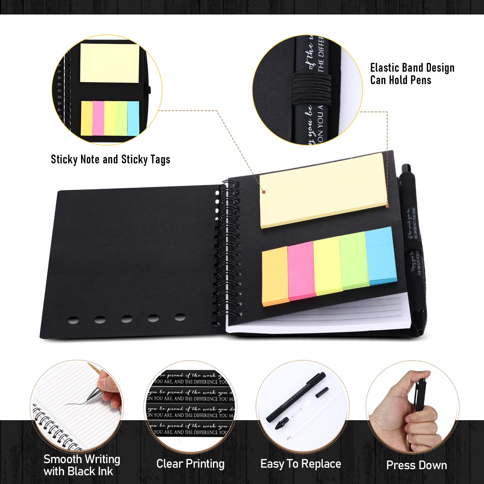 Resurhang Juego de 48 unidades/24 regalos de agradecimiento para empleados, regalo a granel para el regreso a clases, cuadernos A6, diarios inspiradores, bolígrafos, regalo de agradecimiento para