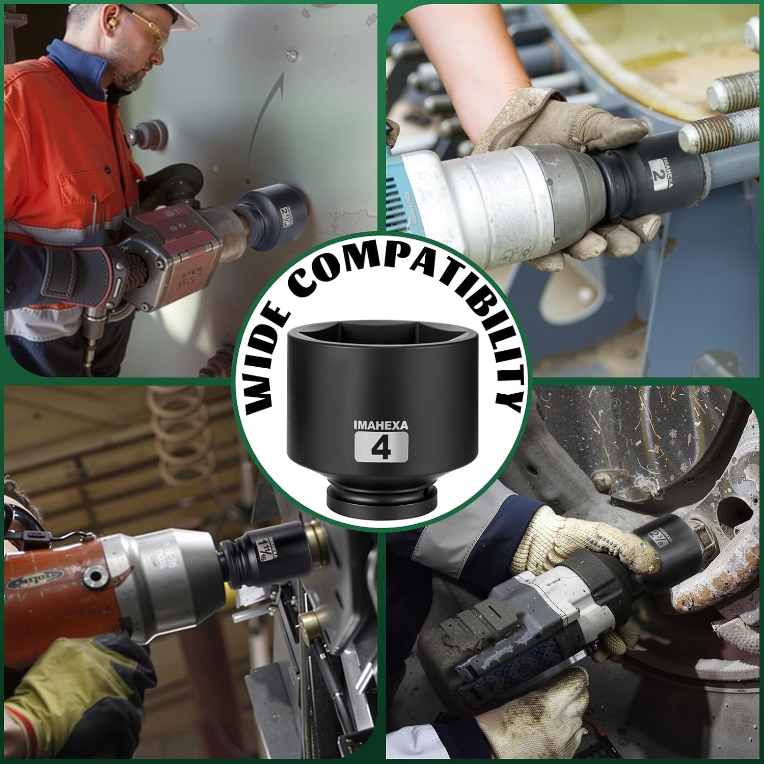 1" Drive Shallow Impact Socket,4 Inch SAE Jumbo Socket,CR-MO 6 Point for Easy Removal of Large Axle Nut（SAE)