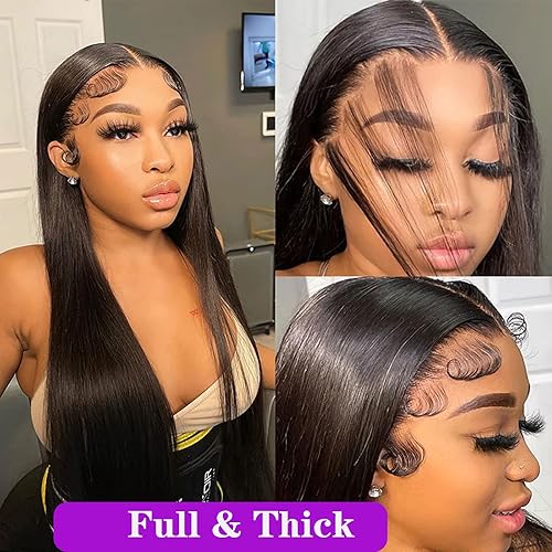 Miniatura 8 de Pelucas de cabello humano con encaje frontal transparente HD de 13 x 4 pulgadas, pelucas de cabello humano lacio con encaje frontal para mujer,