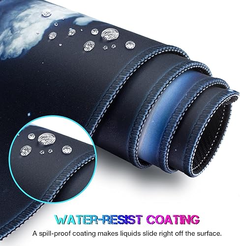 Miniatura 4 de ETZ Alfombrilla para mouse (31.5 × 11.8 × 0.12 pulgadas), alfombrilla de escritorio grande extendida, bordes cosidos, base de goma antideslizante,