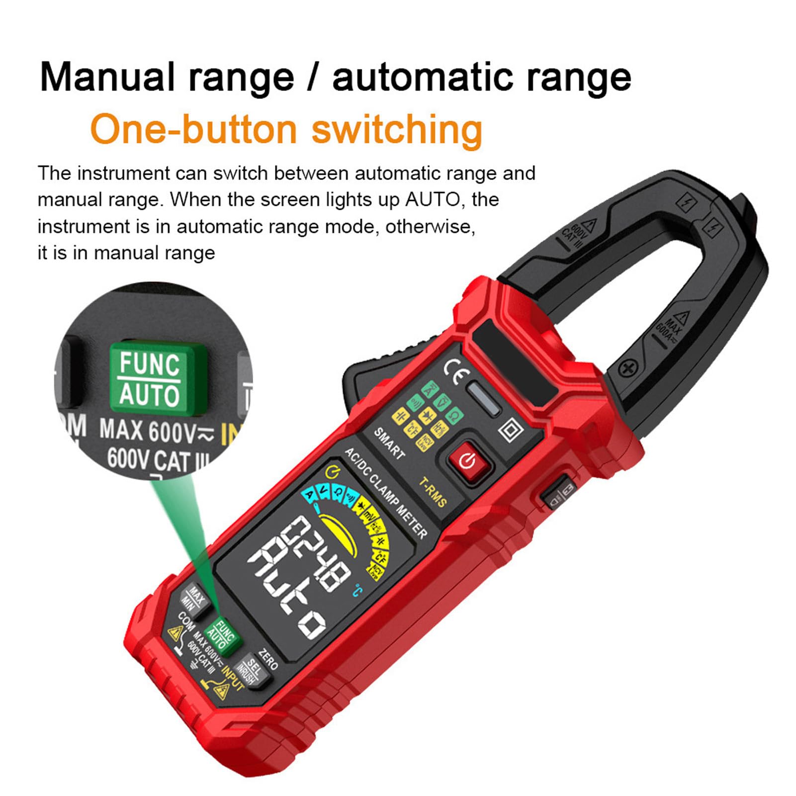 Multimetro con Pinza Amperometrica Intelligente Misuratore del Tester di Corrente di Tensione del Multimetro a Vero RMS Ad Alta Precisione